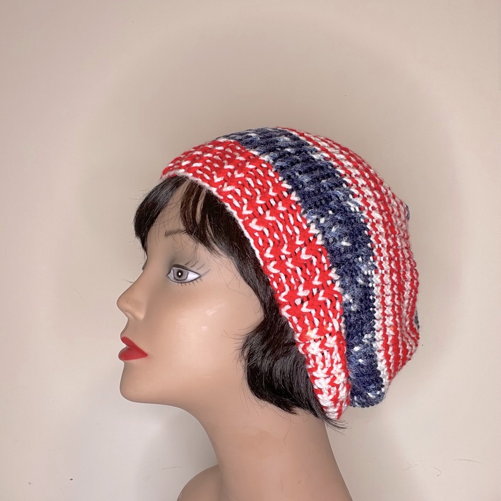 Knitted Slouch Beanies. Handmade. New. One size.